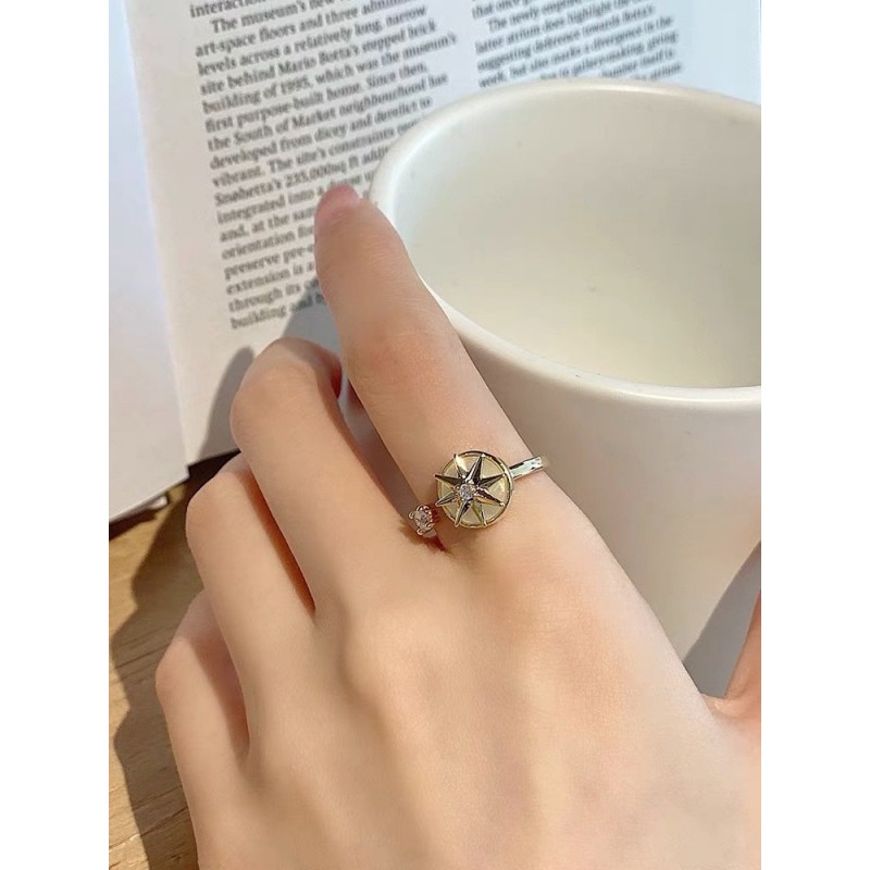 Rotating Mansard Ring  Ring Rotatable Double Resin Zircon Ring