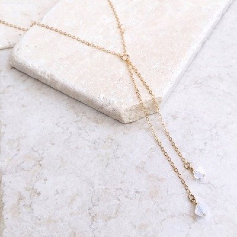 White pointed crystal necklace double chain necklace delicate necklace White pointed crystal necklace double chain necklace delicate necklace