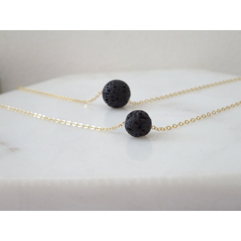 Double Lava Necklace, Black Lava Necklace