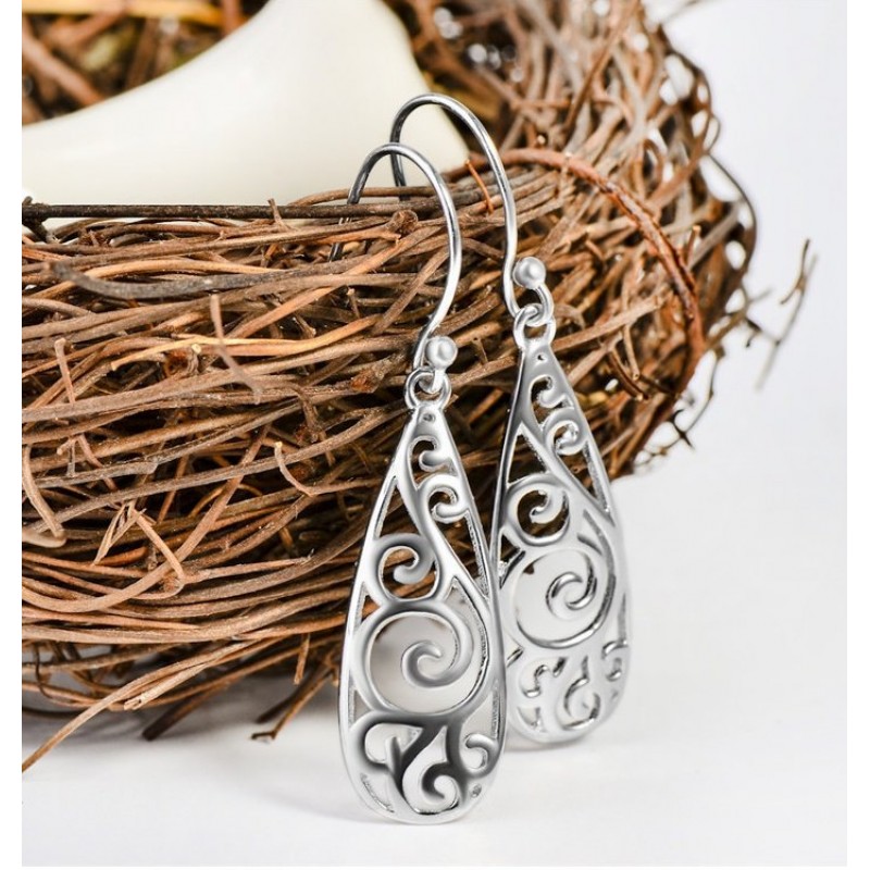 White Stud Earrings, Carved Earrings, Earrings