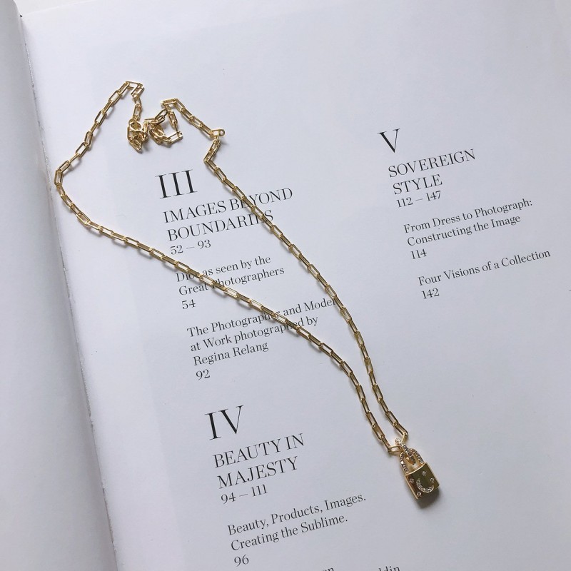 Sterling Silver Necklace Diamond Lock Ne...