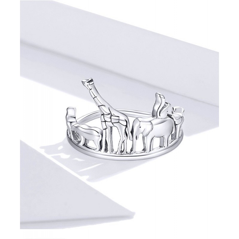 Giraffe Elephant Ring Silver Ring