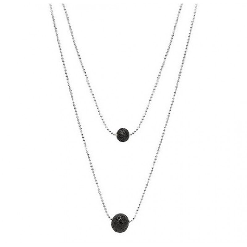 Double Lava Necklace, Black Lava Necklace