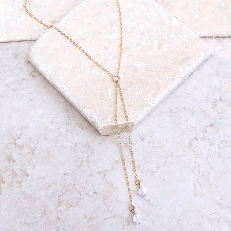 White pointed crystal necklace double chain necklace delicate necklace White pointed crystal necklace double chain necklace delicate necklace