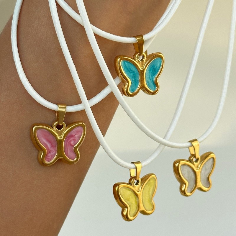 Butterfly Necklace Color Oil Necklace Pendant Butterfly Necklace Color Oil Necklace Pendant
