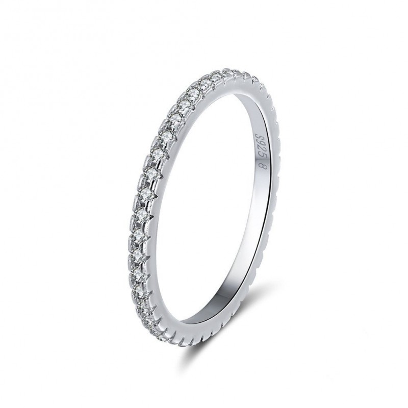 S925 Sterling Silver Platinum Zircon Dia...