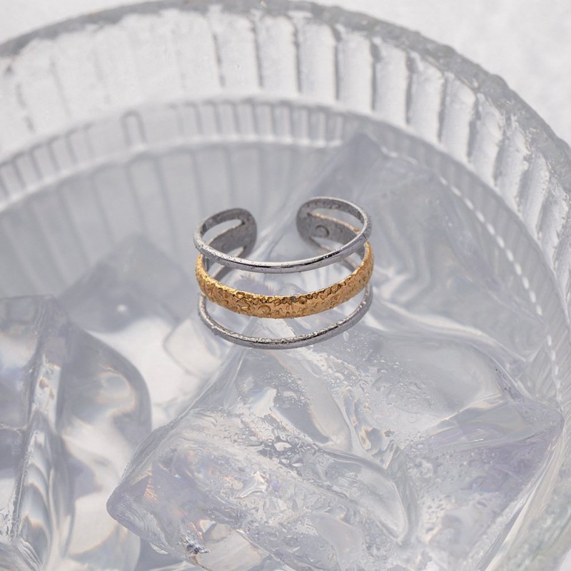 Stainless Steel Ring No Pigment Ring Three-layer Ring