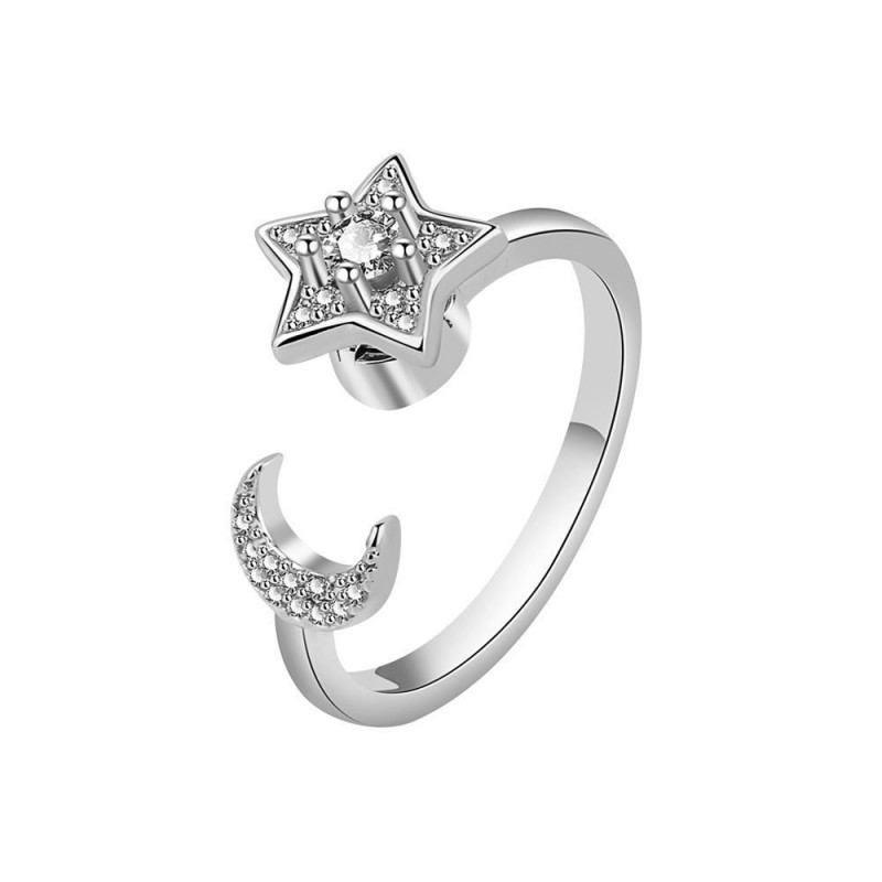Spinning Ring Female Star Moon Zircon Ring Decompression Ring Spinning Ring Female Star Moon Zircon Ring Decompression Ring