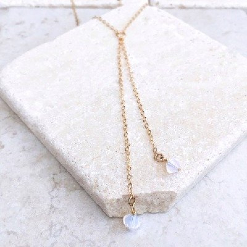 White pointed crystal necklace double chain necklace delicate necklace White pointed crystal necklace double chain necklace delicate necklace