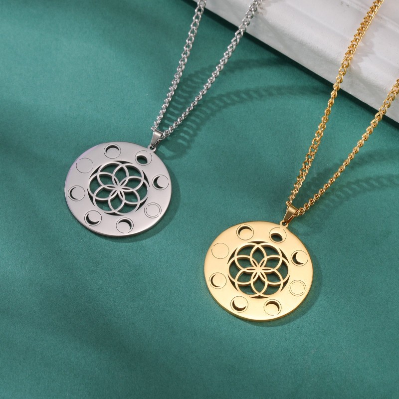 Women's Necklace Moon Phase Pendant Neck...