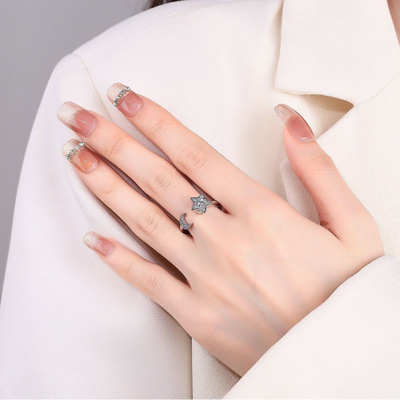Spinning Ring Female Star Moon Zircon Ring Decompression Ring Spinning Ring Female Star Moon Zircon Ring Decompression Ring