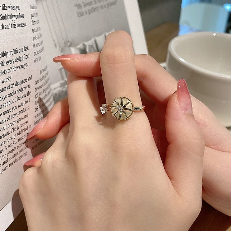Rotating Mansard Ring  Ring Rotatable Double Resin Zircon Ring