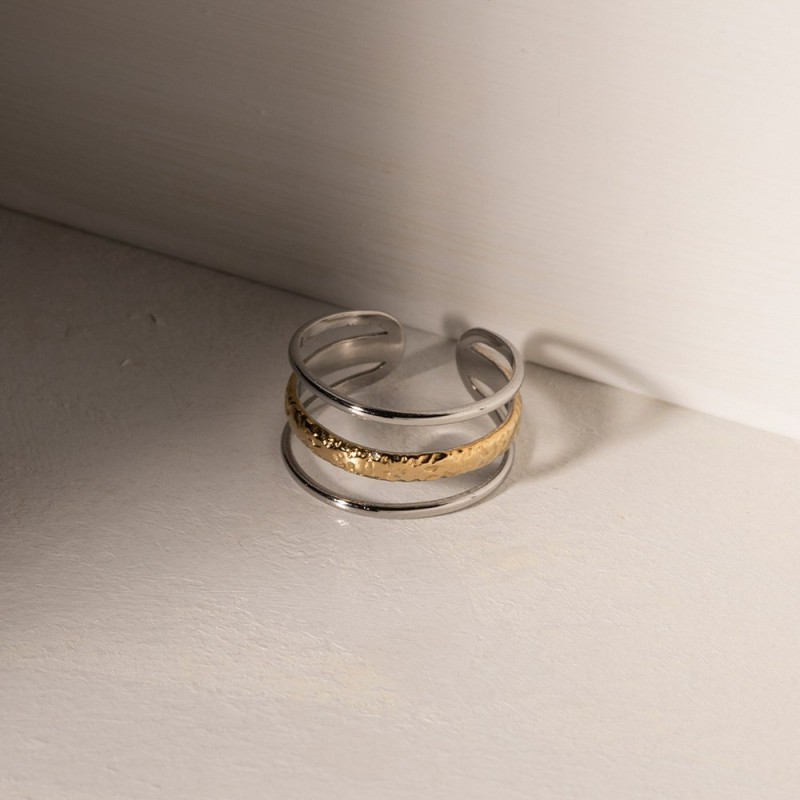 Stainless Steel Ring No Pigment Ring Three-layer Ring