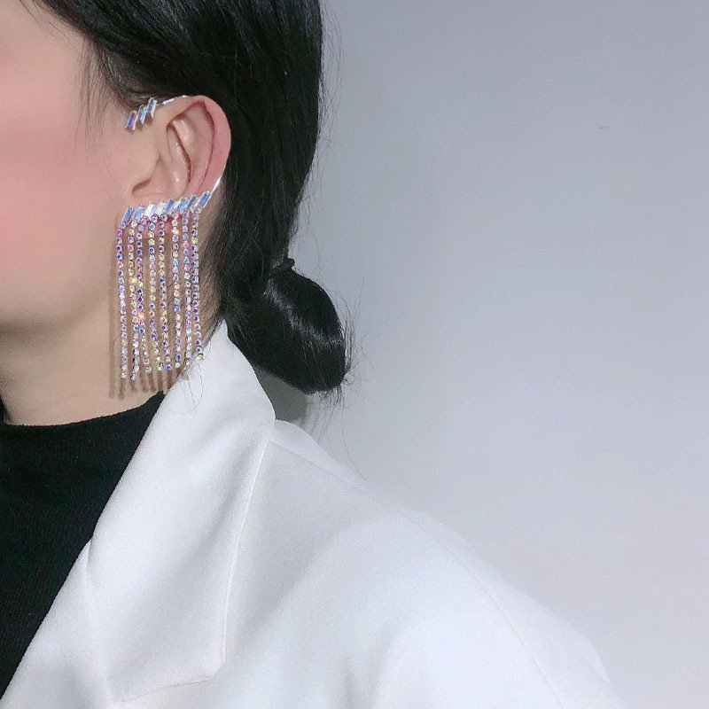 Earrings Long Earrings Rhinestone Tassel...